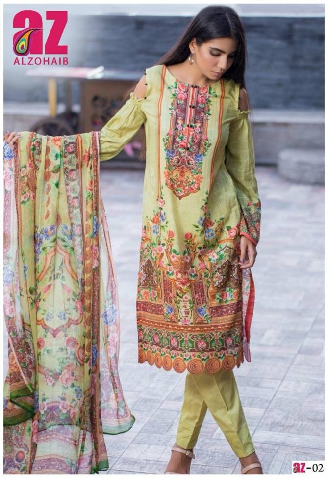 Zoohra Vol 1 By Alzohaib Luxury Lawn Cotton Dress Material Wholesale Suppliers In Mumbai
